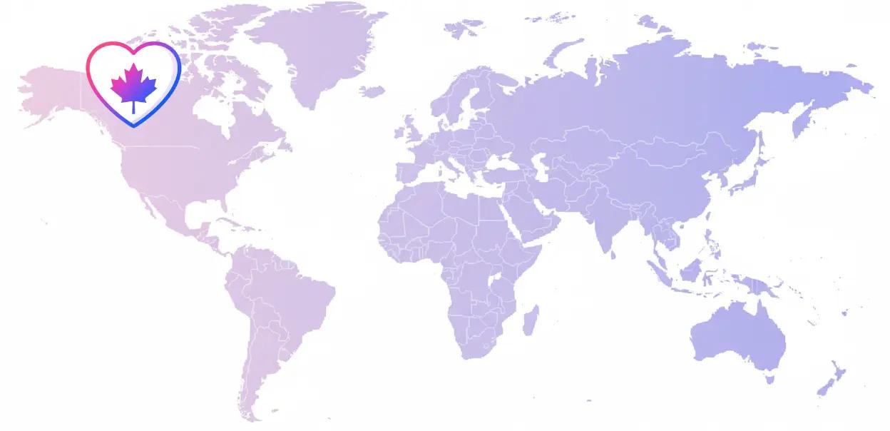 Carte du monde avec icône de cœur