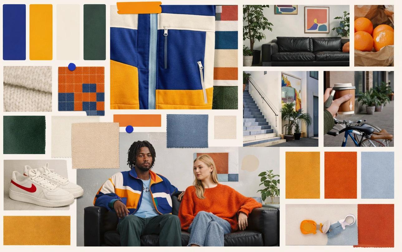 Mood board de direction créative IA et règles visuelles