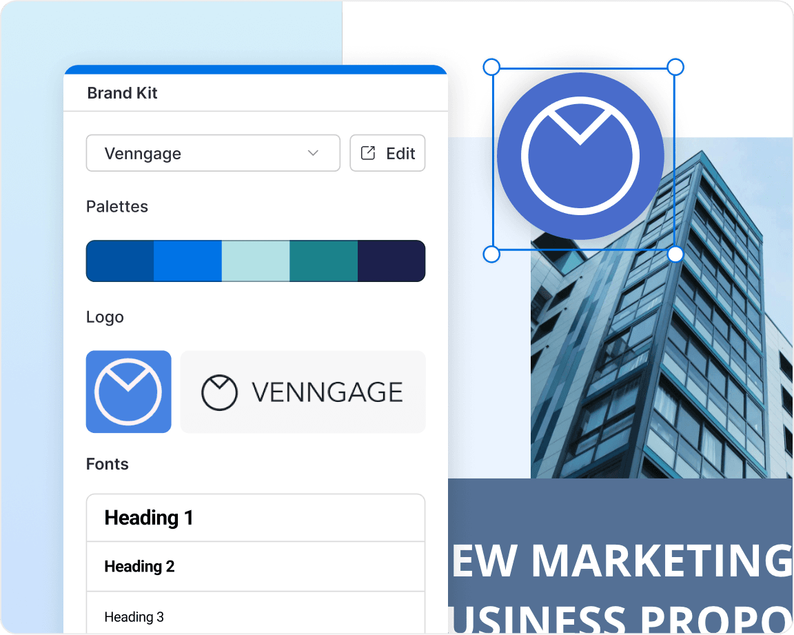 Un design ouvert dans l'éditeur Venngage avec un fil de commentaires ouvert.